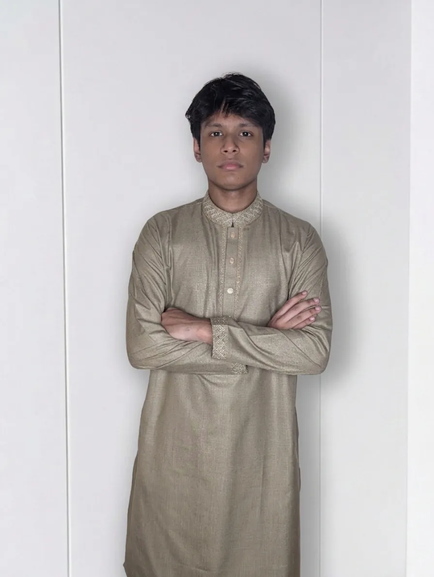 11 Beige Printed Cotton Panjabi - Image 1