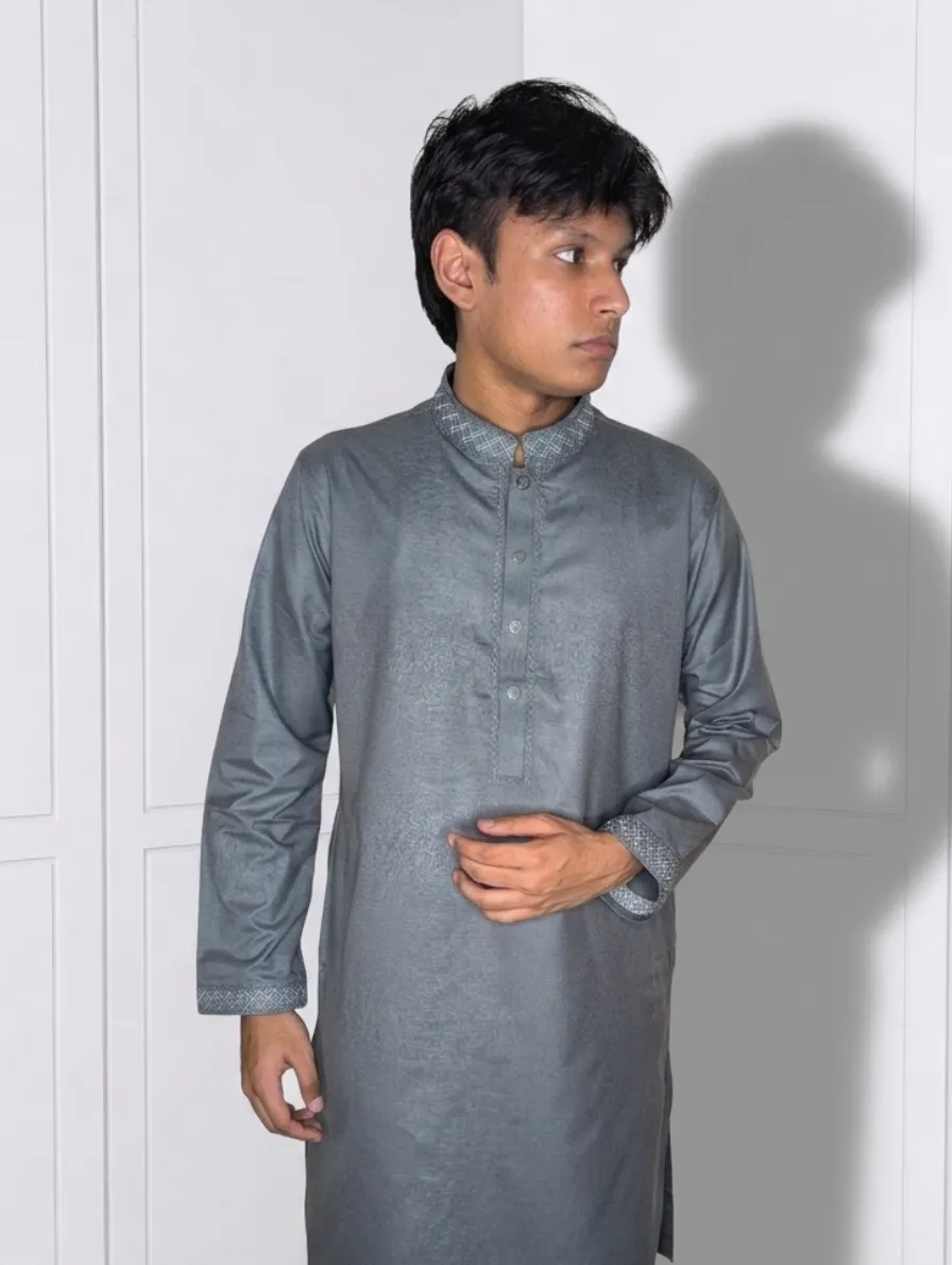 12 Grey Cotton Panjabi - Image 1